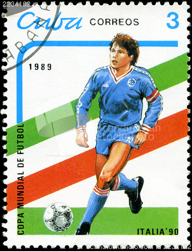 Image of CUBA - CIRCA 1989: stamp printed by Cuba, shows 1990 World Cup S