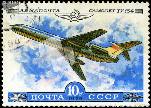 Image of USSR - CIRCA 1979: A Stamp printed in USSR shows the Aeroflot Em