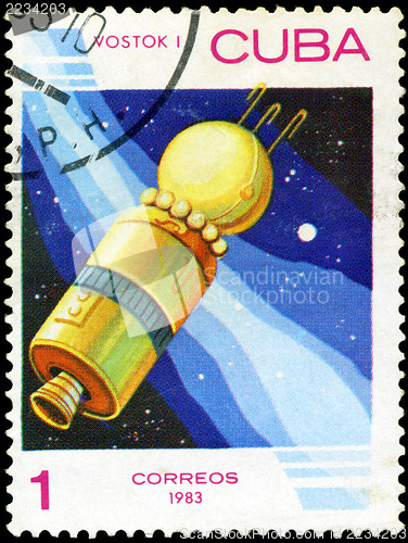 Image of CUBA - CIRCA 1983: A stamp printed in Cuba, shows "Vostok 1" spa