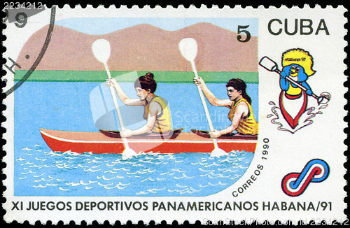Image of CUBA - CIRCA 1990: A post stamp printed CUBA, 1991 Pan American 