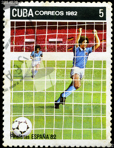 Image of CUBA - CIRCA 1982: A post stamp printed in Cuba shows shows foot