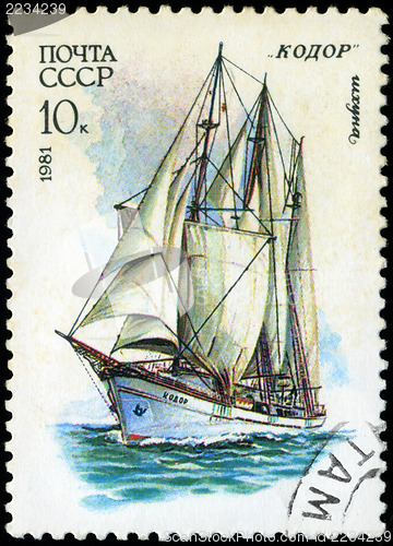 Image of USSR- CIRCA 1981: a stamp printed by USSR, shows  russian sailin