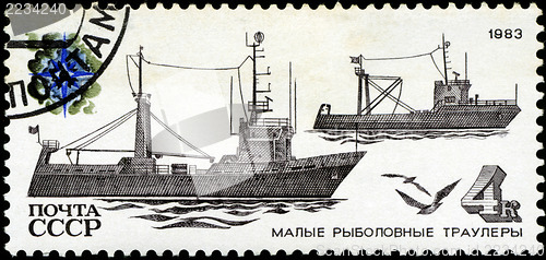 Image of RUSSIA - CIRCA 1983: a stamp printed by Russia shows Small Fishi