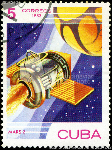 Image of CUBA - CIRCA 1983: A stamp printed in Cuba, shows "mars 2" space