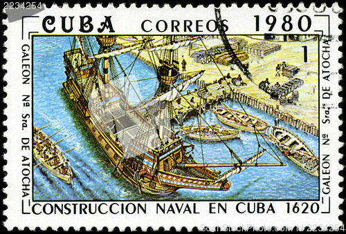 Image of CUBA - CIRCA 1980: A stamp printed by the Cuban Post shows const