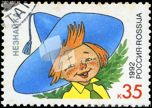 Image of RUSSIA - CIRCA 1992: A stamp printed in Russia shows  Dunno (Nez