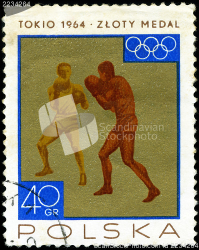 Image of POLAND - CIRCA 1965: a stamp printed in the Poland shows Boxing,