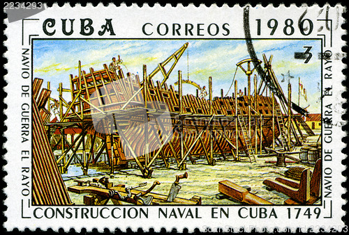 Image of CUBA - CIRCA 1980: A stamp printed by the Cuban Post shows const