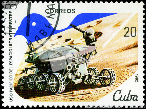 Image of CUBA - CIRCA 1982: A stamp printed in CUBA, satellite, space sta