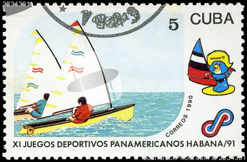 Image of CUBA - CIRCA 1990: A post stamp printed CUBA, 1991 Pan American 