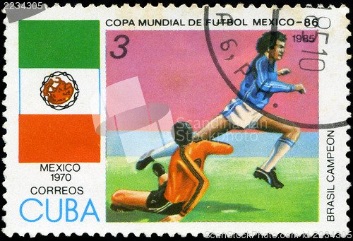 Image of CUBA - CIRCA 1985: Stamp, printed in Cuba showing world champion