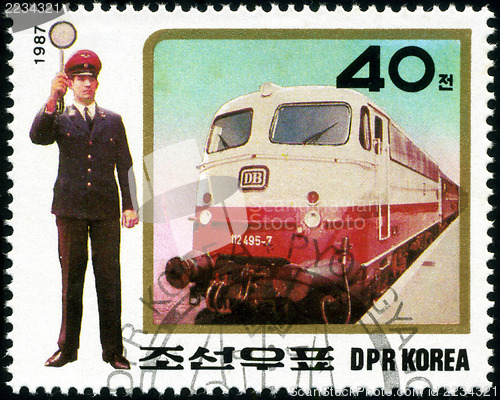 Image of KOREA - CIRCA 1987: A stamp printed in Korea showing steam locom