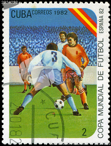 Image of CUBA - CIRCA 1982: A post stamp printed in Cuba shows shows foot