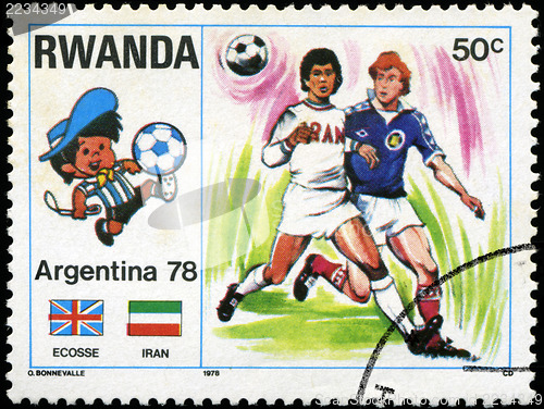 Image of RWANDA - CIRCA 1978: stamp printed by Rwanda, shows football, ci