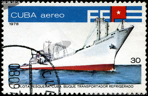 Image of CUBA - CIRCA 1978: A stamp printed by Cuba shows an  transport r