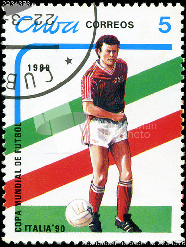 Image of CUBA - CIRCA 1989: stamp printed by Cuba, shows 1990 World Cup S