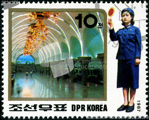 Image of KOREA - CIRCA 1987: A stamp printed in Korea showing steam locom