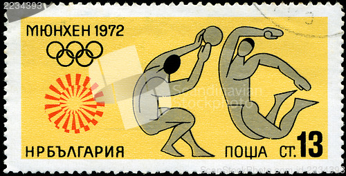 Image of BULGARIA - CIRCA 1972: A stamp printed in BULGARIA shows Volleyb