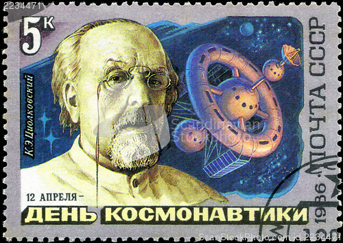 Image of USSR - CIRCA 1986: A stamp printed in the USSR shows Soviet scie