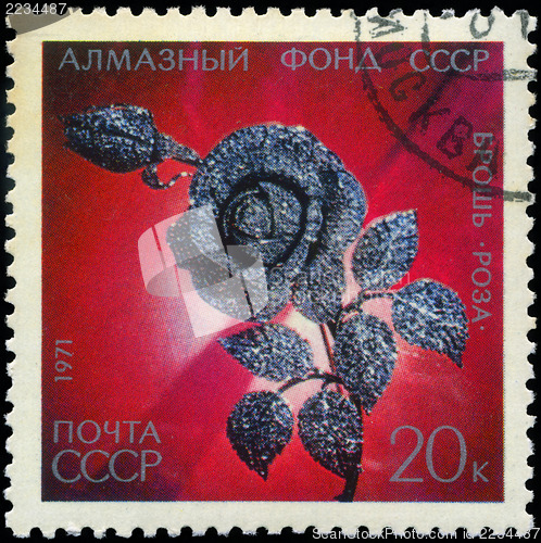 Image of USSR - CIRCA 1971: A Stamp printed in USSR shows Brooch - Rose f