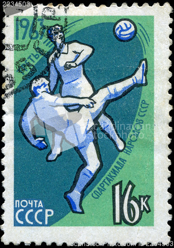 Image of USSR - CIRCA 1963: stamp printed in the USSR (Russia) shows foot