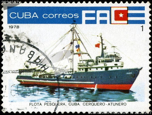 Image of CUBA - CIRCA 1978: A stamp printed by Cuba shows an ship cerquer