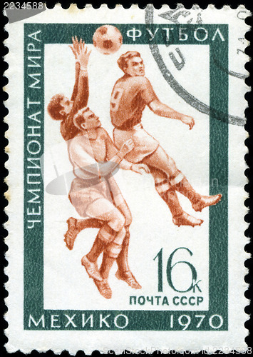 Image of USSR - CIRCA 1970: A stamp printed in the USSR, shows football, 