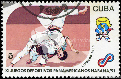 Image of CUBA - CIRCA 1990: A post stamp printed CUBA, 1991 Pan American 