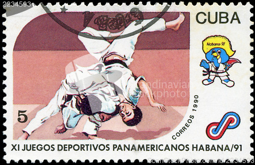 Image of CUBA - CIRCA 1990: A post stamp printed CUBA, 1991 Pan American 