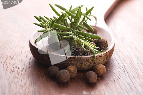 Image of allspice with fresh rosemary