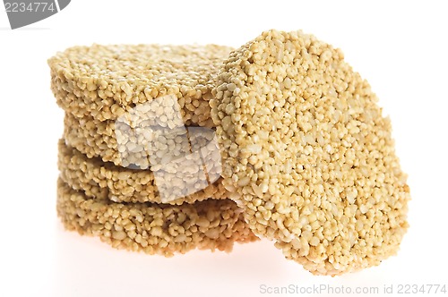 Image of Amaranth cakes on a white background 