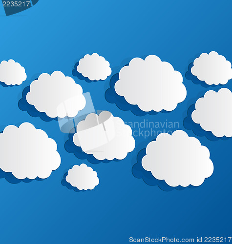 Image of Set cut out clouds, blue paper