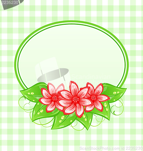 Image of Cute spring card with flowers and leaves
