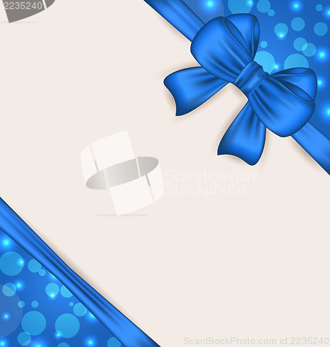 Image of Cute blue wrapping with ribbon bow 