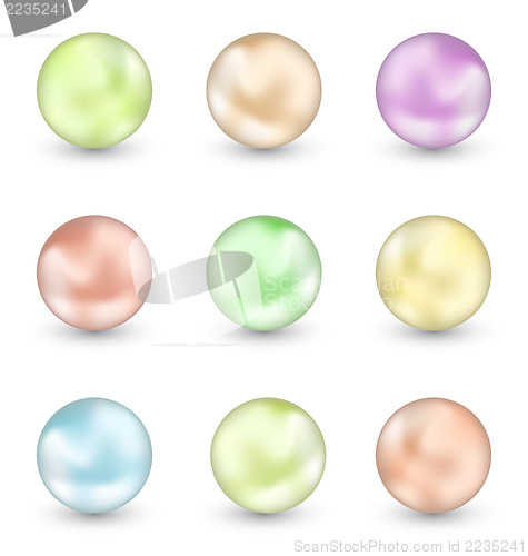 Image of Group of colorful pearls isolated on white background