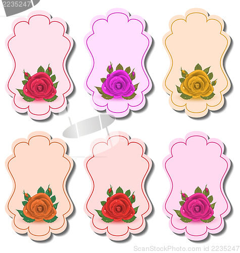 Image of Collection beautiful labels with roses