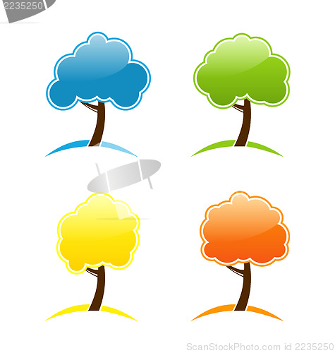 Image of Four seasonal icons with tree