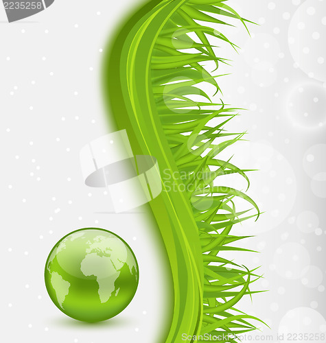 Image of Abstract brochure with global planet and grass 