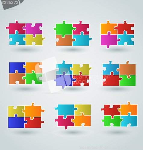 Image of Collection abstract colorful puzzle pieces