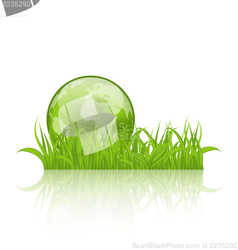 Image of Green concept ecology background with grass and earth