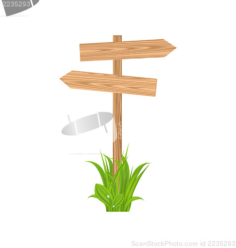 Image of Wooden signboard for guidepost, grass