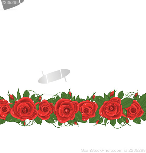 Image of Horizontal border with red roses