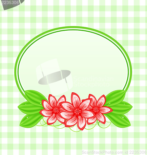 Image of Summer card with flowers and leaves