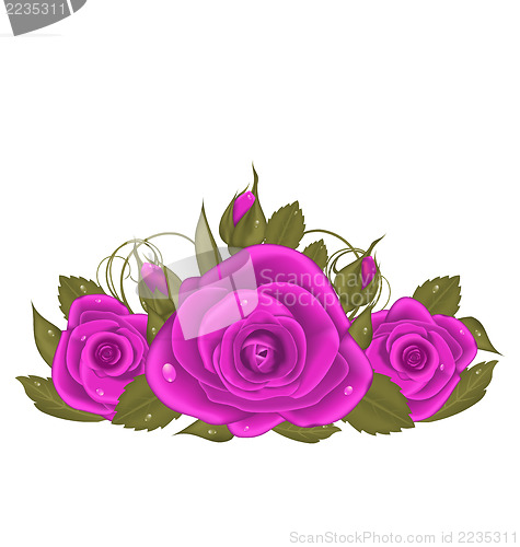 Image of Bouquet beautiful roses isolated on white background