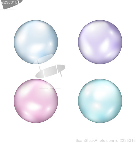 Image of Set of colorful pearls isolated on white background