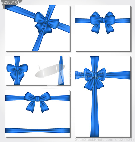 Image of Set of blue gift bows for design packing