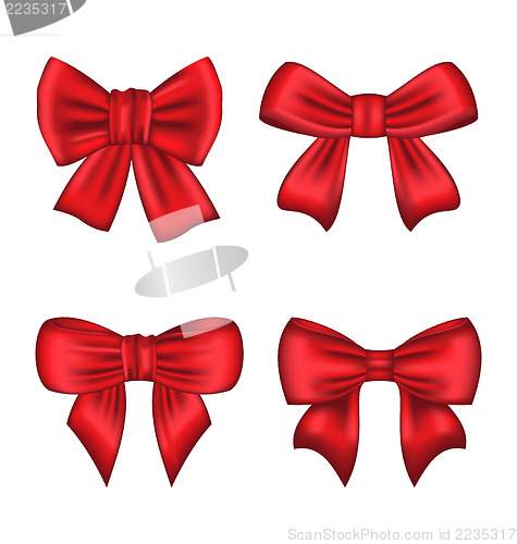 Image of Set red gift bows isolated on white background