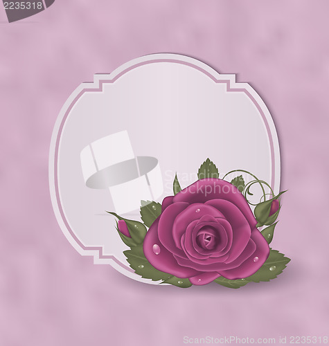 Image of Vintage card with pink roses