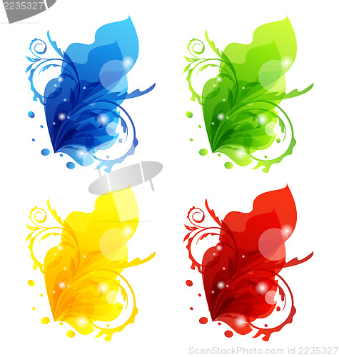 Image of Four seasonal floral colorful frames isolated