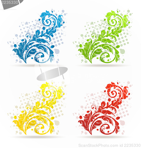 Image of Four seasonal floral colorful set isolated